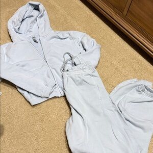 SKIMS Light Blue Hooded Jumpsuit